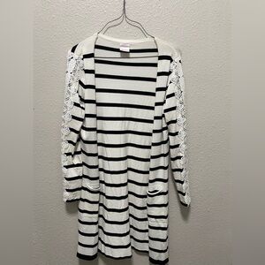 Luna Black and White Striped Cardigan